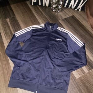 🦸‍♂️
Adidas Navy Track Jacket with White Stripes